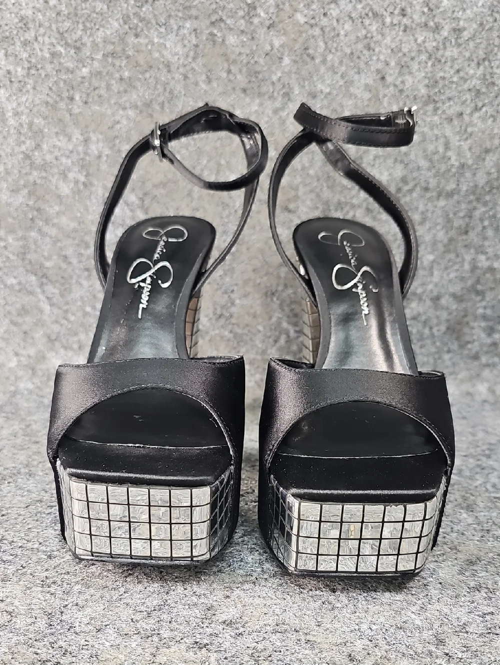 Jessica Simpson JS - LIRIO Platform High Heel Sandals, Black & Mirror, Size 7.5M